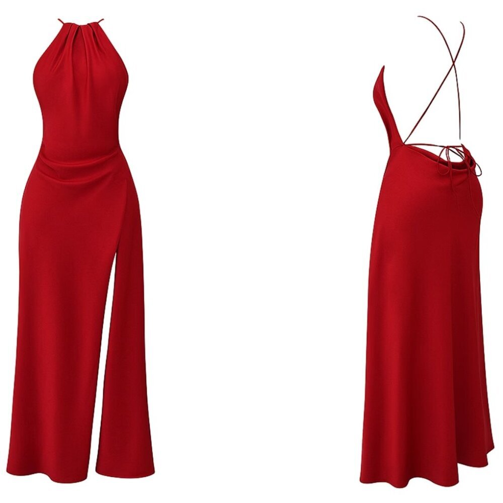HOUSE OF CB 'Zanab' Red Rose Thigh Slit Maxi Dress NWOT size M - Picture 4 of 13
